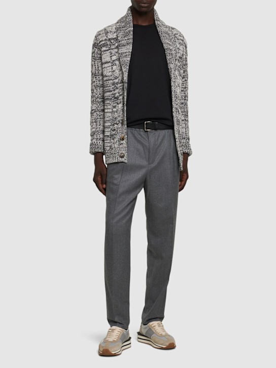 Brunello Cucinelli: Wool flannel jogger pants - Grey - men_1 | Luisa Via Roma