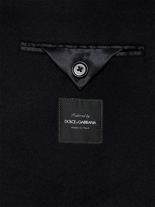 Dolce&Gabbana: Single breast peak lapel cashmere coat - Dark Blue - men_5 | Luisa Via Roma