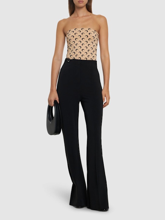 Marine Serre: Moon printed jersey strapless tube top - women_1 | Luisa Via Roma