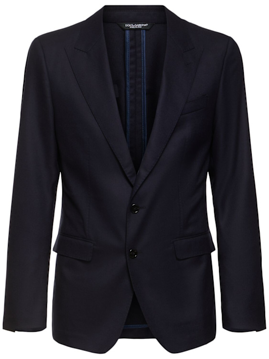 Dolce&Gabbana: Deconstructed wool flannel blazer - Dark Blue - men_0 | Luisa Via Roma