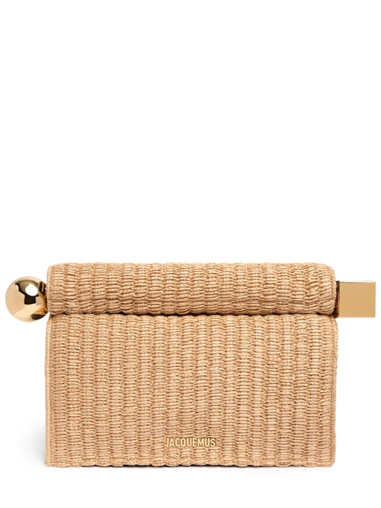 Jacquemus: Pochette La Pochette Rond Carre in rafia - women_0 | Luisa Via Roma