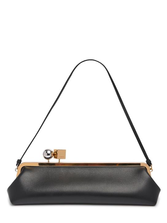 Jacquemus: Borsa a spalla La Pochette Salon in pelle - Nero - women_0 | Luisa Via Roma