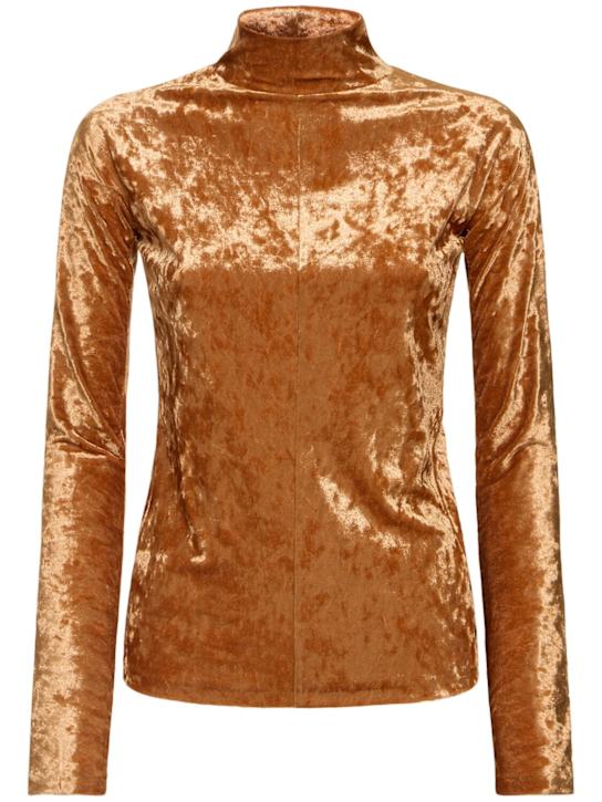 Forte_forte: Iridescent stretch velvet l/s top - women_0 | Luisa Via Roma