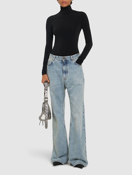 Balenciaga: Cotton flared pants - Blue - women_1 | Luisa Via Roma