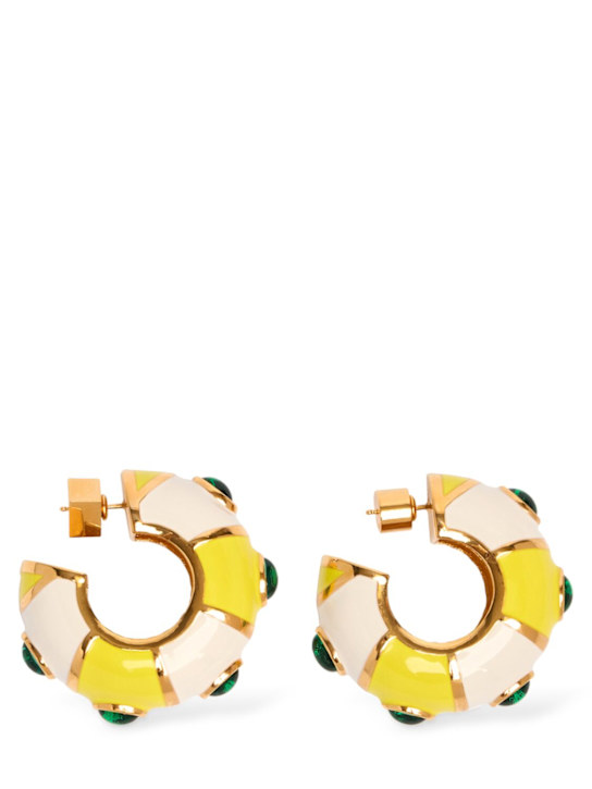 Jacquemus: Les Boucles Rayures hoop earrings - Multi/Gold - women_0 | Luisa Via Roma