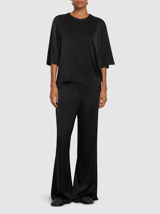 Forte_forte: Stretch heavy silk satin t-shirt - women_1 | Luisa Via Roma
