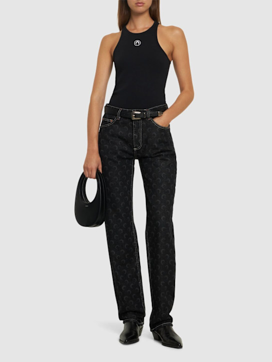 Marine Serre: Moon logo ribbed jersey tank top - women_1 | Luisa Via Roma