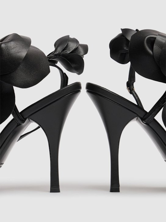 Magda Butrym: 105mm Leather flower sandals - Black - women_3 | Luisa Via Roma