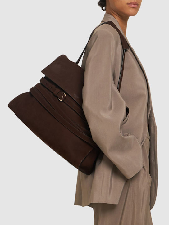 Moschino: Tie Me belted nabuk leather tote bag - women_1 | Luisa Via Roma