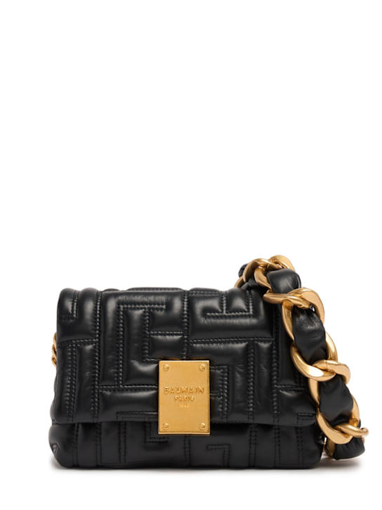 Balmain: Mini 1945 quilted leather bag - Black - women_0 | Luisa Via Roma