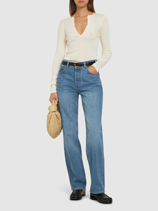 ANINE BING: Gavin high rise straight jeans - Blue - women_1 | Luisa Via Roma
