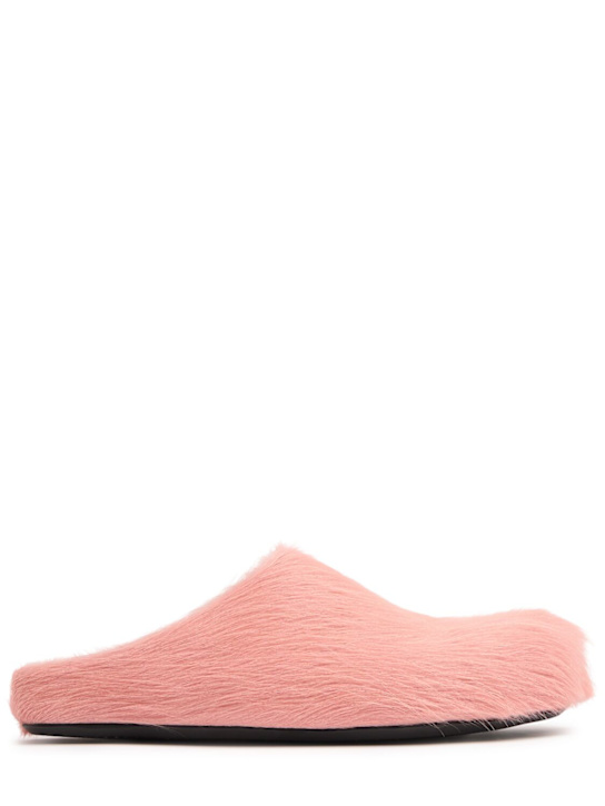 Marni: 10mm Fussbett pony hair sabot flats - women_0 | Luisa Via Roma