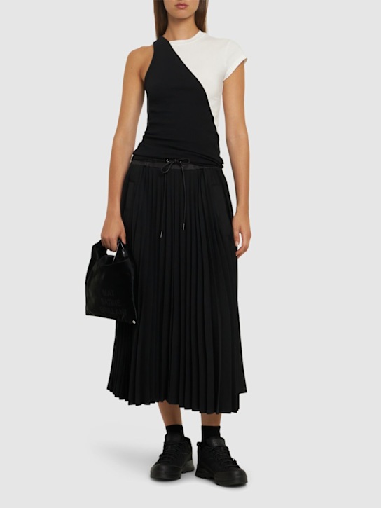 MM6 Maison Margiela: Stretch cotton jersey rib top - women_1 | Luisa Via Roma