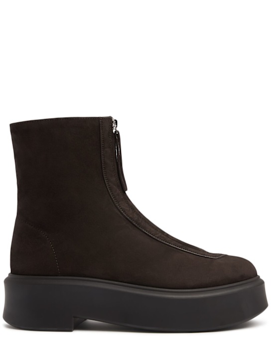 The Row: 50mm Zipped suede ankle boots - Dark Brown - women_0 | Luisa Via Roma