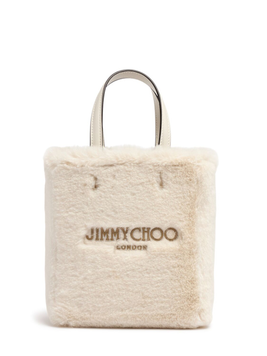 Jimmy Choo: Small N/W Lenny suede & shearling bag - women_0 | Luisa Via Roma