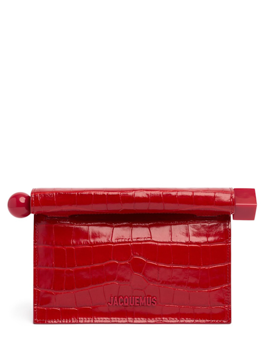 Jacquemus: La Petite Pochette Rond croc leather bag - women_0 | Luisa Via Roma