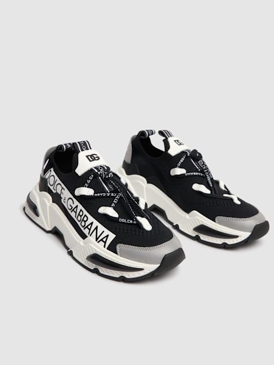 Dolce&Gabbana: レザー＆テック素材スニーカー - kids-girls_1 | Luisa Via Roma