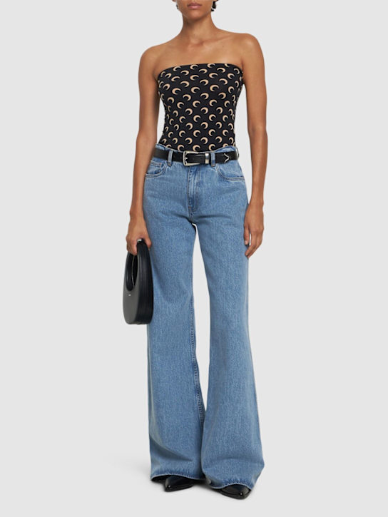 Marine Serre: Moon print jersey tube top - women_1 | Luisa Via Roma