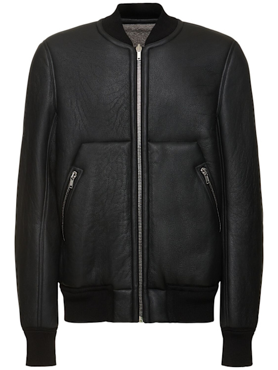 Rick Owens: Bomber shearling Classic Flight - Nero/Perla - men_0 | Luisa Via Roma