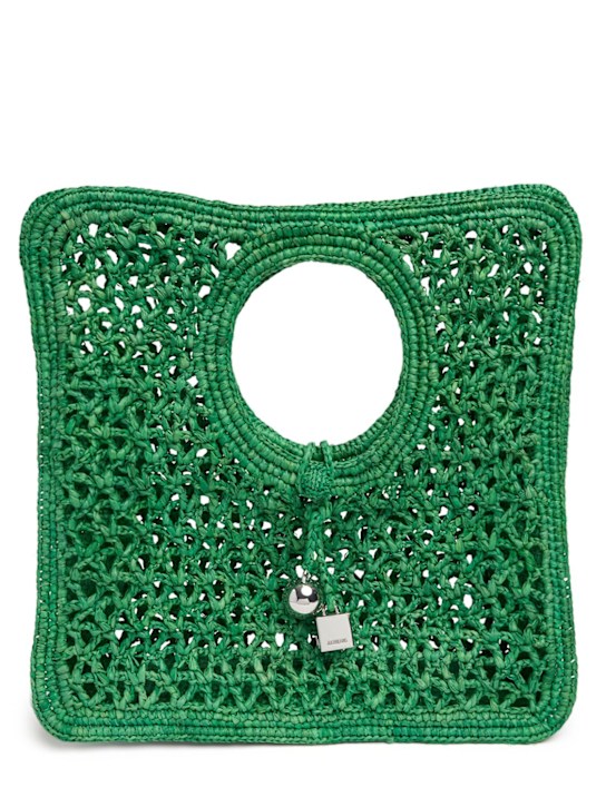 Jacquemus: Le Petit Carre Spiaggia raffia tote bag - women_0 | Luisa Via Roma