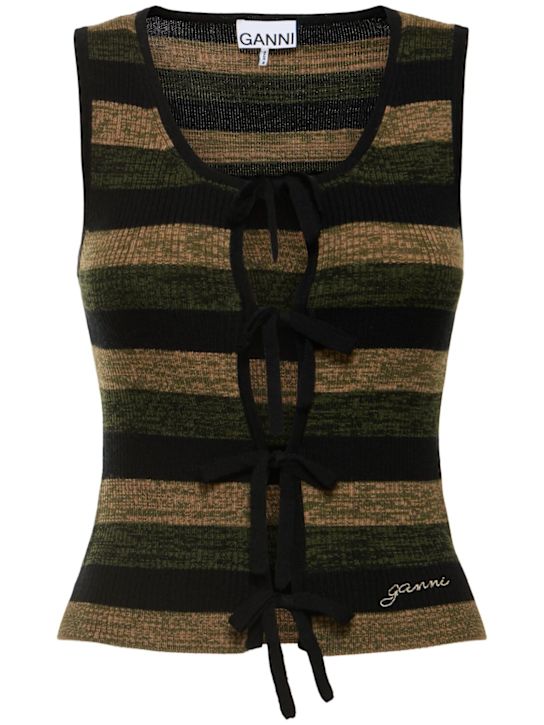 GANNI: Ribbed wool tank top - women_0 | Luisa Via Roma
