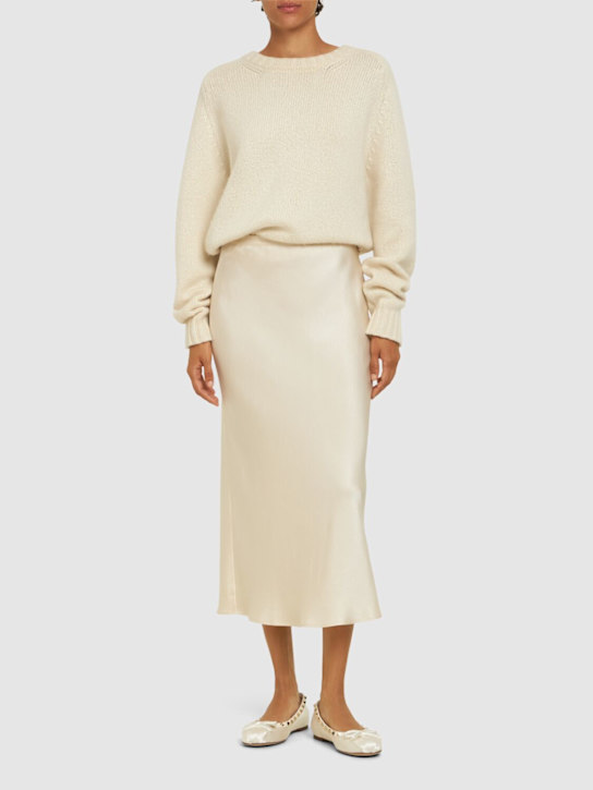 ANINE BING: Gonna midi Bar in raso di seta - women_1 | Luisa Via Roma
