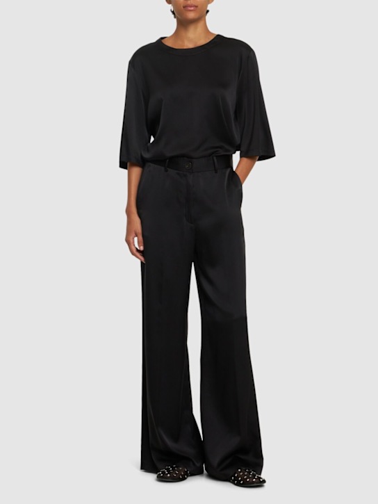 Forte_forte: Stretch heavy silk satin tailored pants - women_1 | Luisa Via Roma
