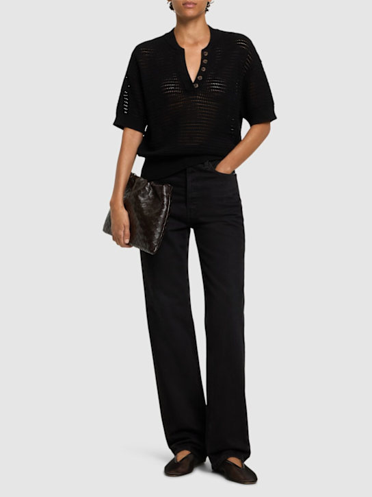 Varley: Callie ボクシーニットポロシャツ - ブラック - women_1 | Luisa Via Roma