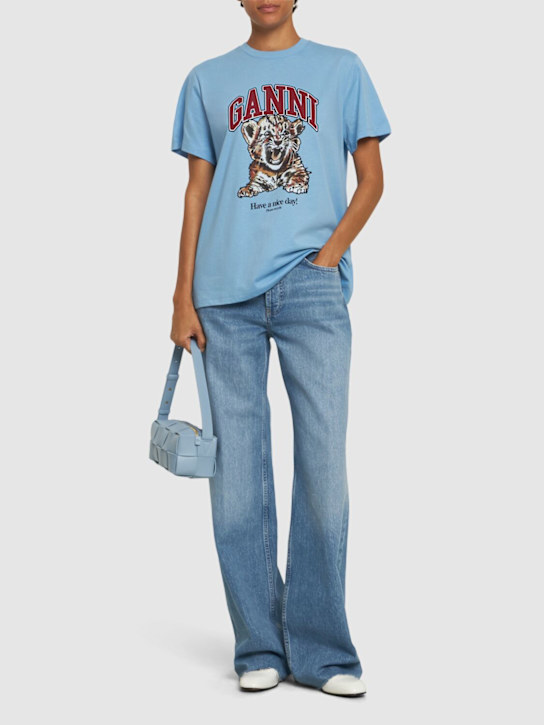 GANNI: Tiger print organic cotton t-shirt - women_1 | Luisa Via Roma