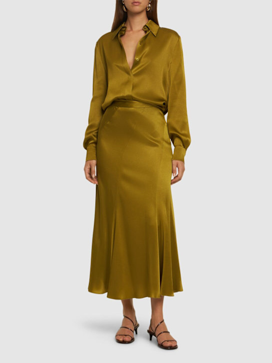 Alberta Ferretti: Satin midi skirt - women_1 | Luisa Via Roma