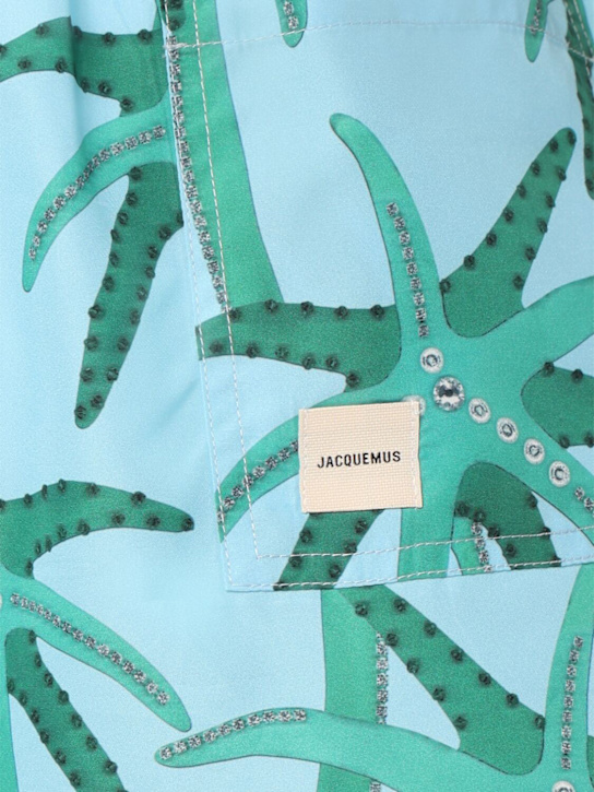 Jacquemus: Le maillot puntini nylon swimwear - Print Palmtrees - men_3 | Luisa Via Roma