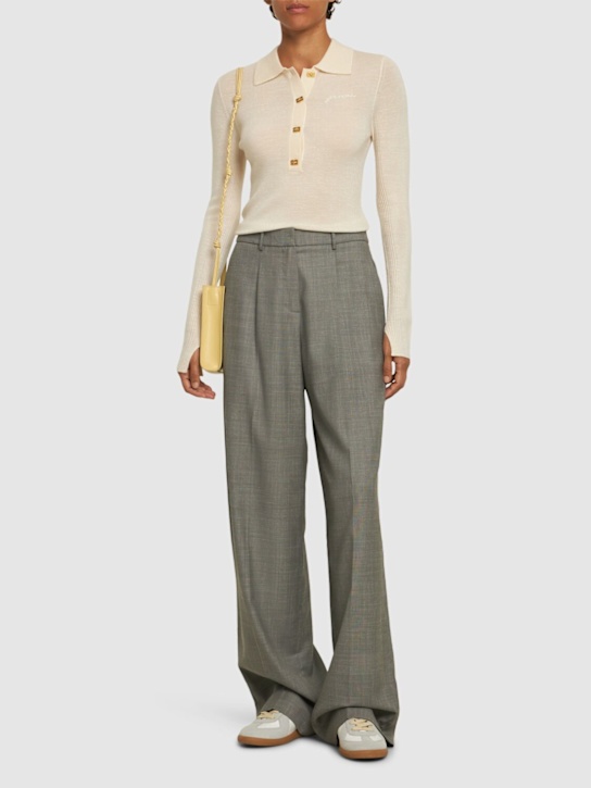GANNI: Ribbed wool polo sweater - women_1 | Luisa Via Roma