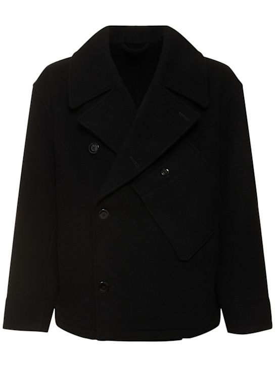 Lemaire: Double breast wool peacoat - men_0 | Luisa Via Roma