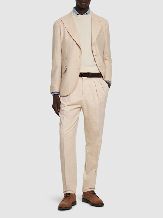 Brunello Cucinelli: Cotton & cashmere corduroy pants - men_1 | Luisa Via Roma