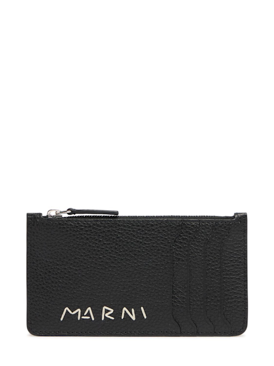 Marni: Zipped leather card case - women_0 | Luisa Via Roma
