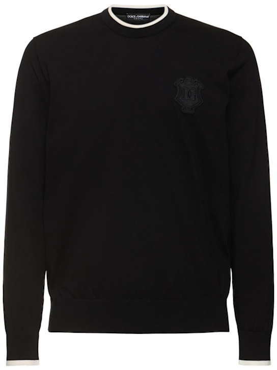 Dolce & Gabbana Black Polyester Crewneck Men Pullover Sweater