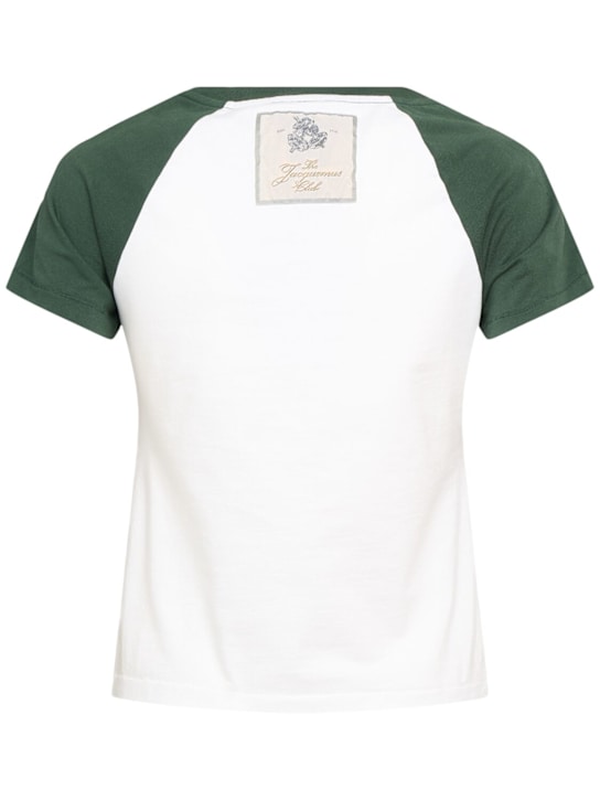 Jacquemus: Le Mini Tshirt Baseball双色T恤 - 白色/绿色 - women_3 | Luisa Via Roma