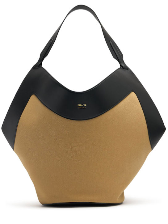 Khaite: Medium Lotus canvas & leather tote bag - women_0 | Luisa Via Roma
