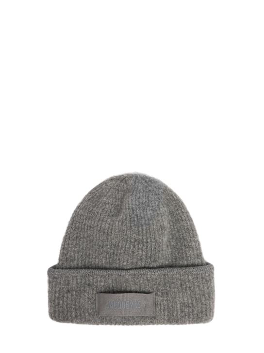 Jacquemus: Le Bonnet Gros Grain alpaca blend beanie - Dark Grey - women_0 | Luisa Via Roma