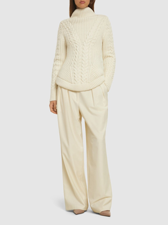 Nina Ricci: Cable knit wool turtleneck sweater - women_1 | Luisa Via Roma