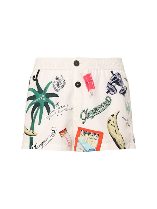 Jacquemus: Le maillot puntini nylon swimwear - Off-white & Pri - men_0 | Luisa Via Roma