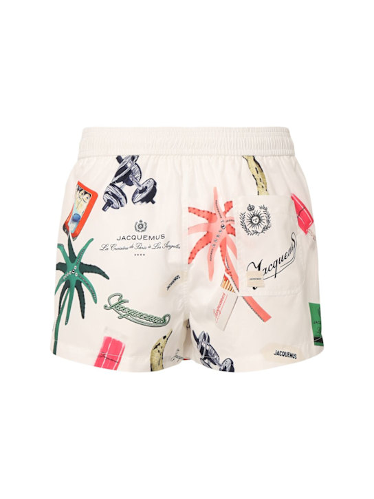 Jacquemus: Le maillot puntini nylon swimwear - Off-white & Pri - men_2 | Luisa Via Roma