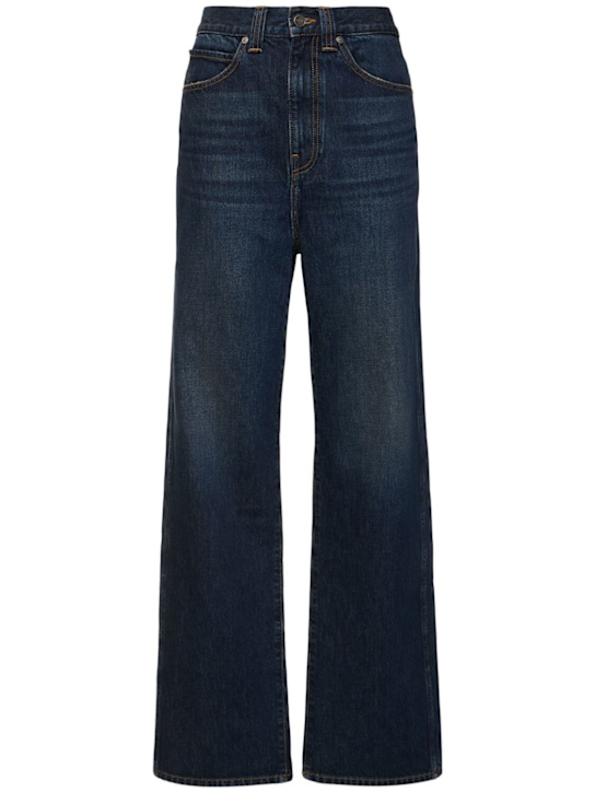 Khaite: Bonnie high rise straight jeans - Blue - women_0 | Luisa Via Roma