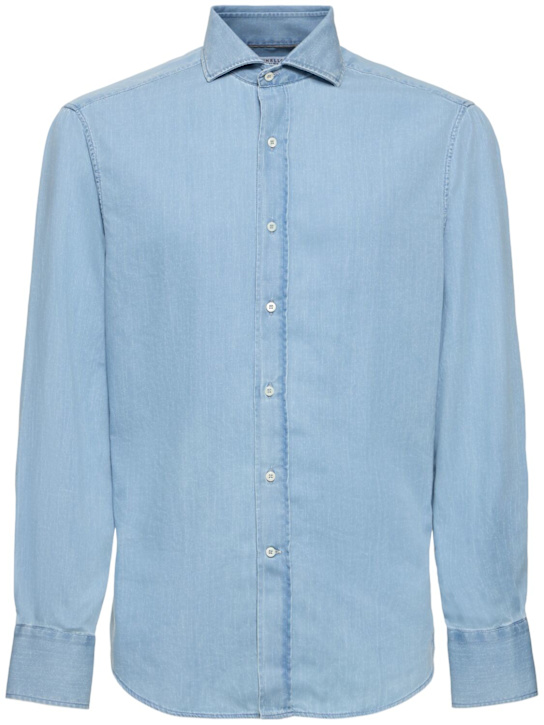 Brunello Cucinelli: Light denim shirt - men_0 | Luisa Via Roma
