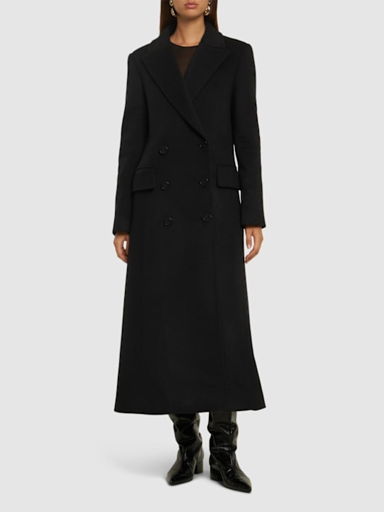 Alberta Ferretti: Cappotto doppiopetto lungo in maglia - Nero - women_1 | Luisa Via Roma