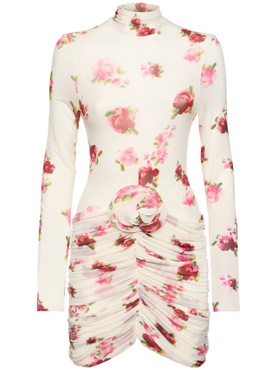 Magda Butrym: Vestito mini in jersey stampato con rosa - women_0 | Luisa Via Roma