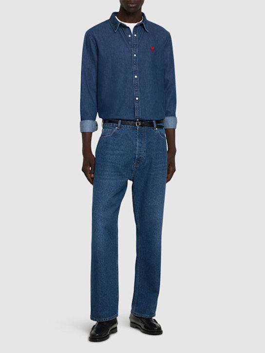 AMI Paris: Jeans loose fit in denim di cotone - men_1 | Luisa Via Roma