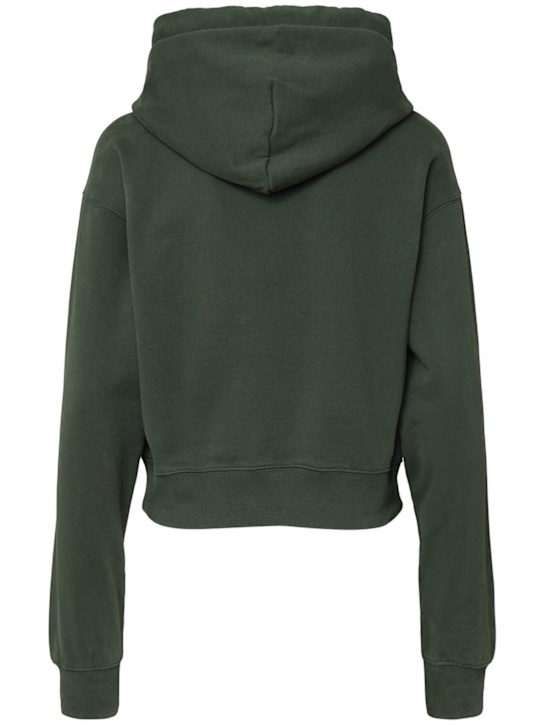 Jacquemus: Le Hoodie Gros Grain棉质短款连帽卫衣 - 深绿色 - women_3 | Luisa Via Roma