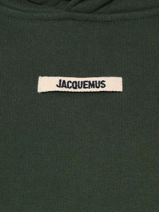 Jacquemus: Le Hoodie Gros Grain棉质短款连帽卫衣 - 深绿色 - women_4 | Luisa Via Roma