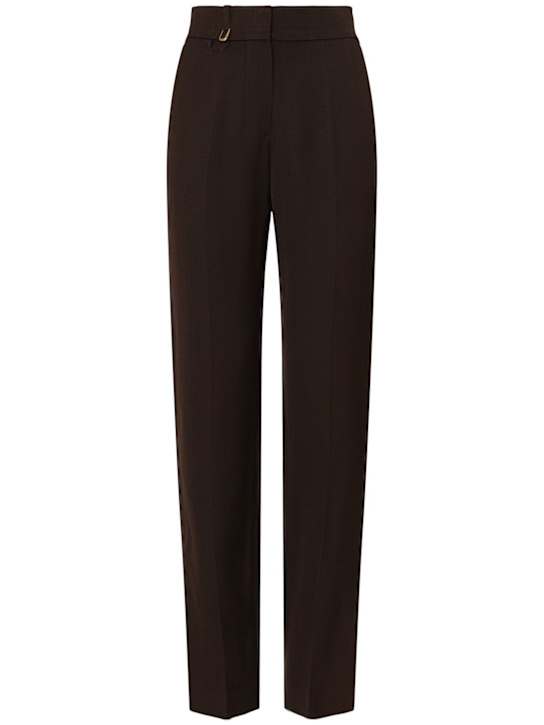 Jacquemus: Le Pantalon Tibau straights pants - Dark Brown - women_0 | Luisa Via Roma
